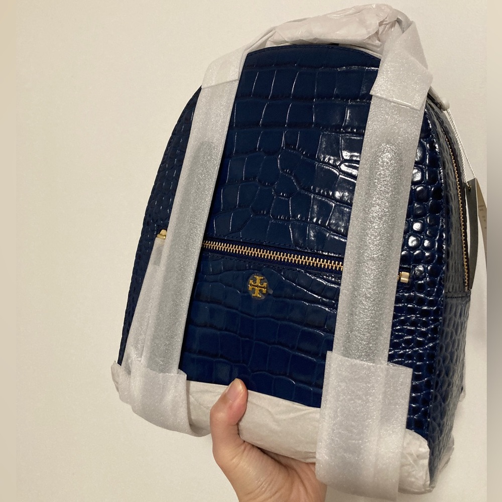 Tory Burch Croc - Embossed Mini Leather Backpack